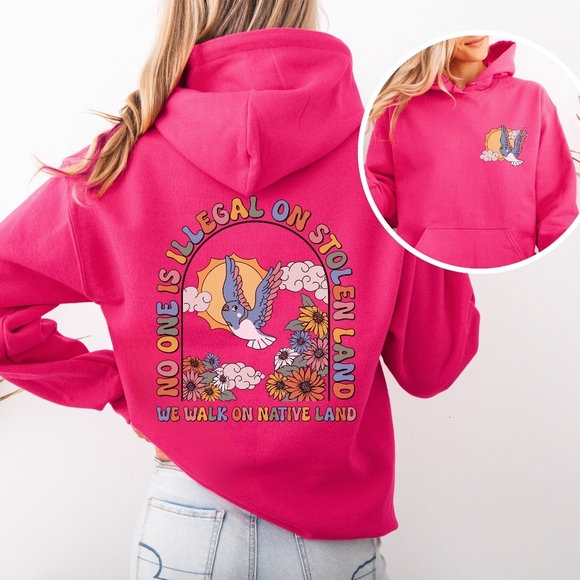 We Walk On Stolen Land Activism Hoodie Sweatshirt - Picture 14 of 16